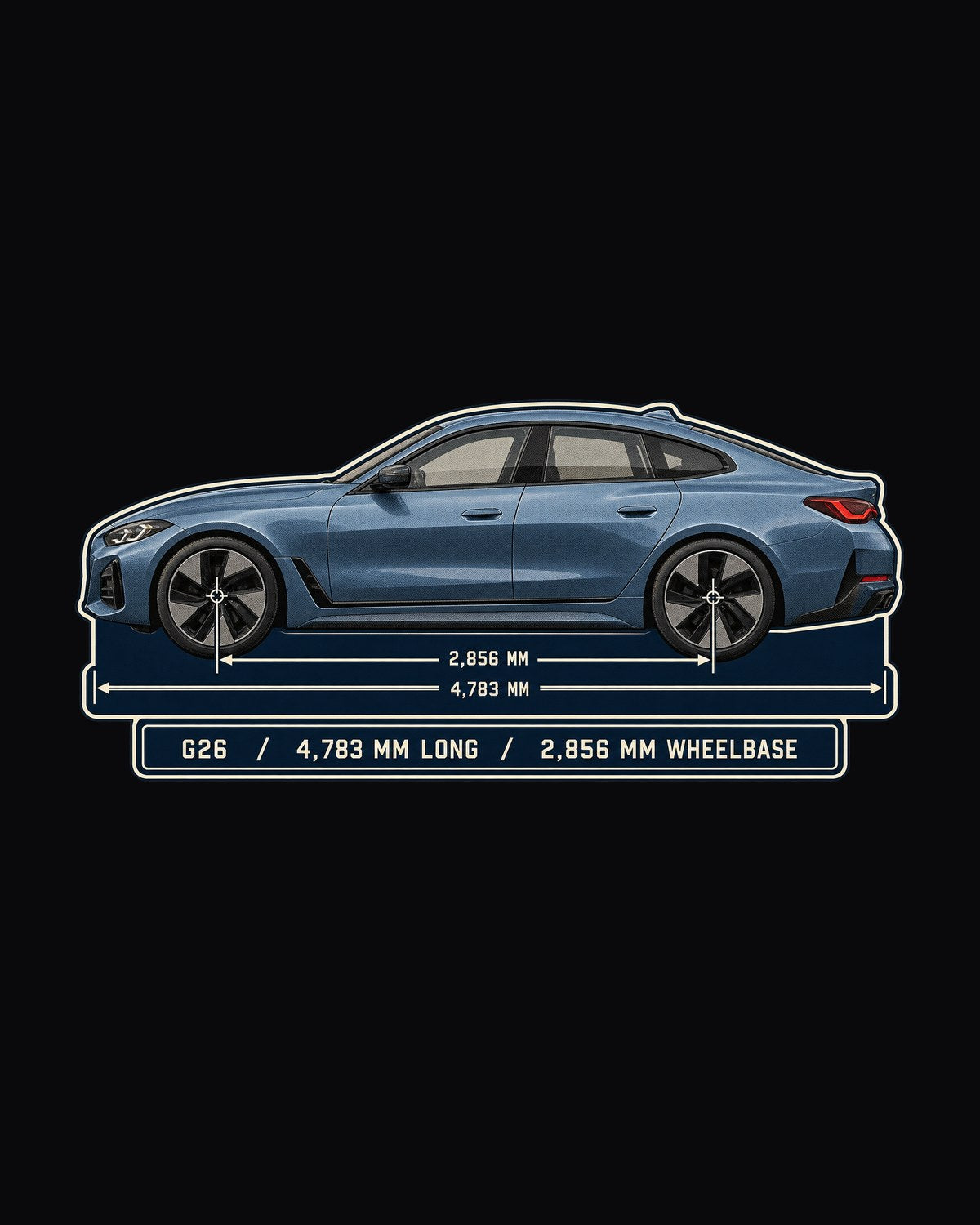 BMW i4 M50 G26 Gran Coupe Dimension Blueprint Shirt design only