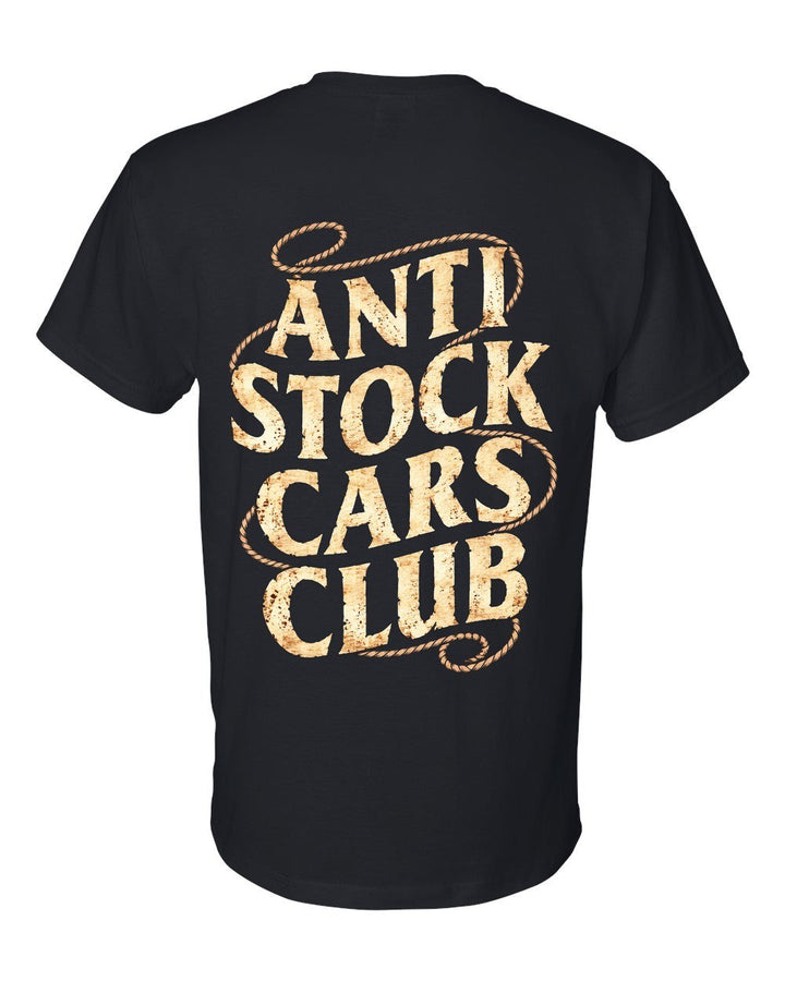 Anti Stock Cars Club Old West Wanted Poster T-Shirt Black back