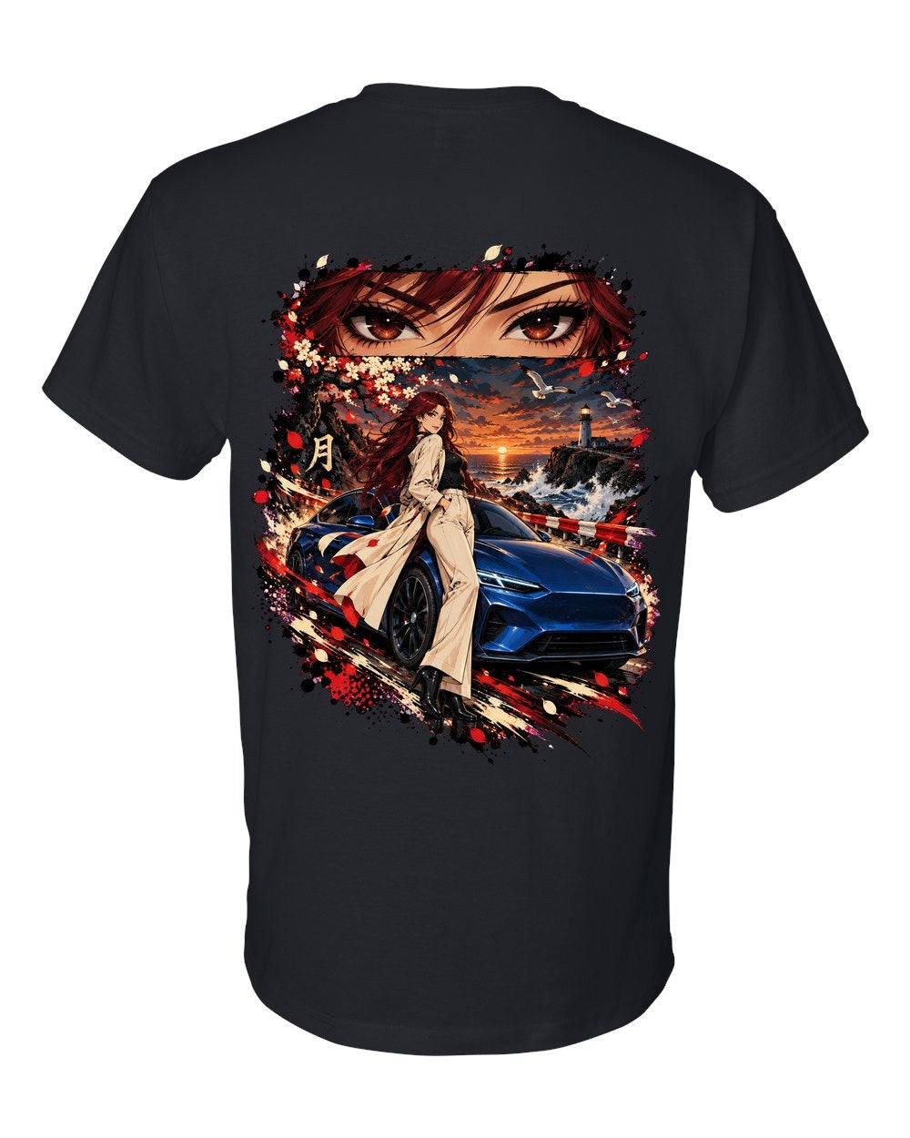 Lucid Air Sapphire Anime Girl T-Shirt Black back
