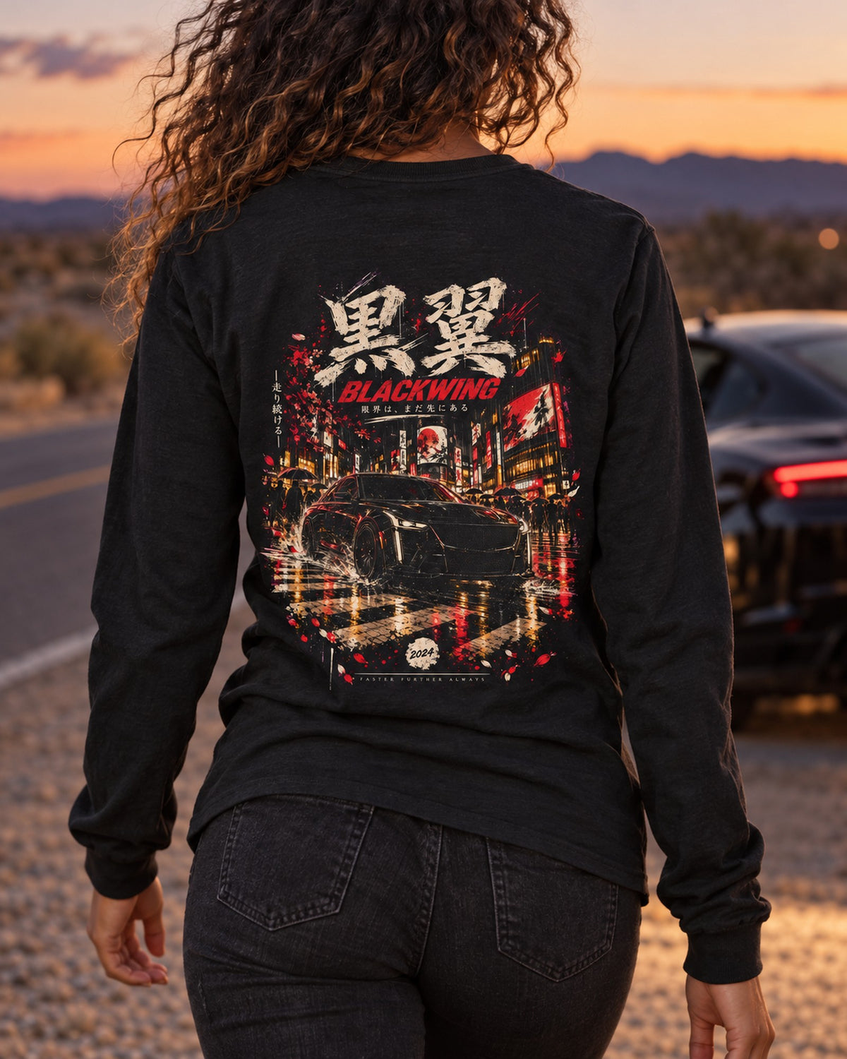 Cadillac CT5-V Blackwing Japanese Street Shirt, Hoodie & More Long Sleeve Black worn hero