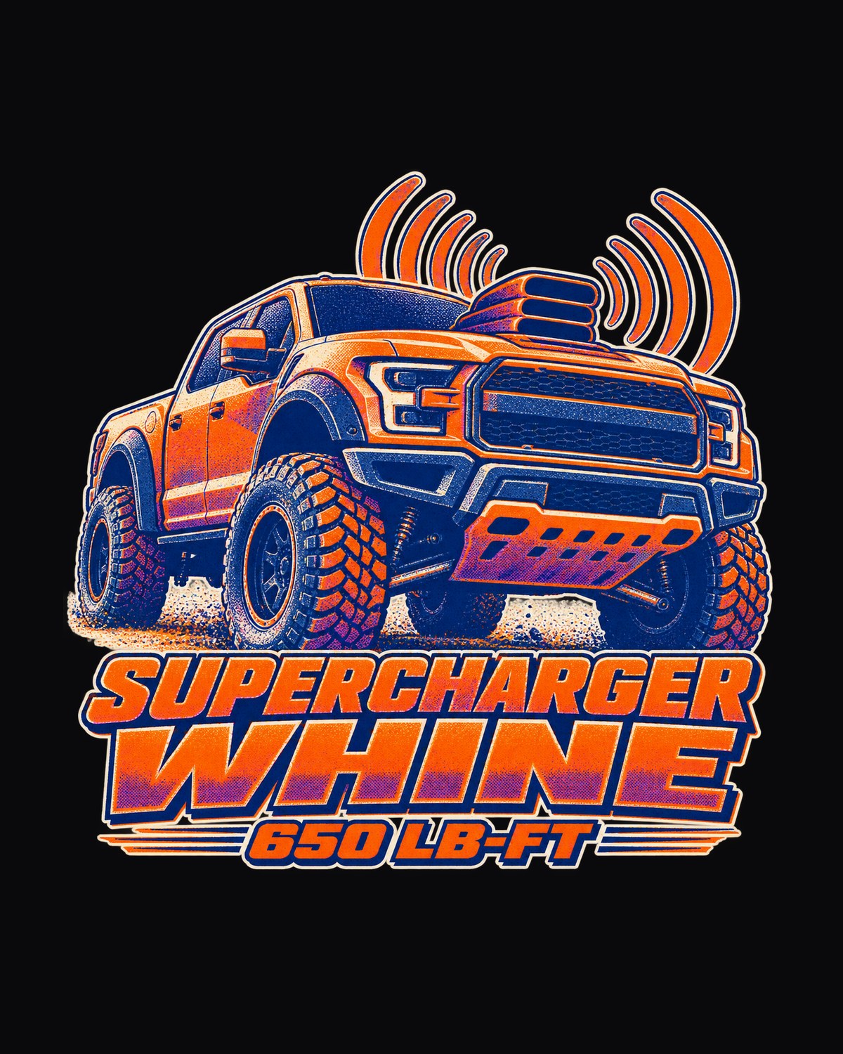 Ram 1500 TRX Supercharger Scoop Halftone Riso Shirt, 650 LB-FT design only