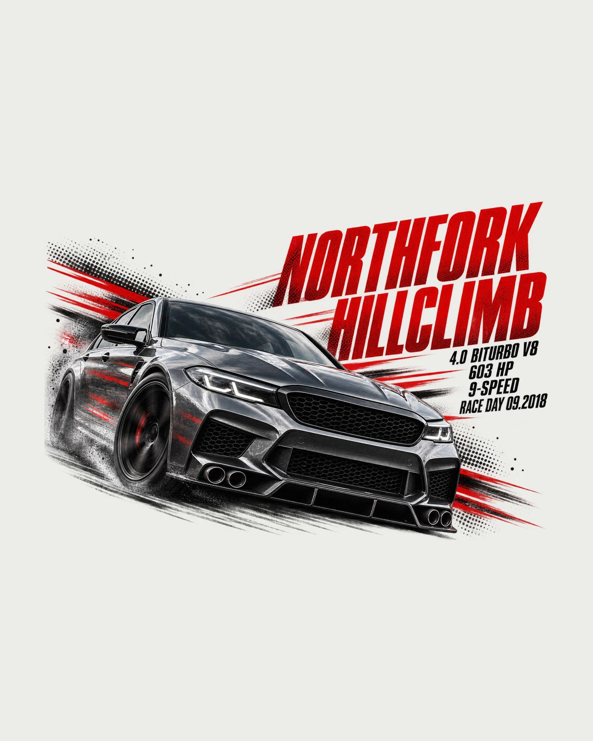Mercedes W213 E63 S Sedan Hillclimb Race Poster Shirt, 4.0 Biturbo design only