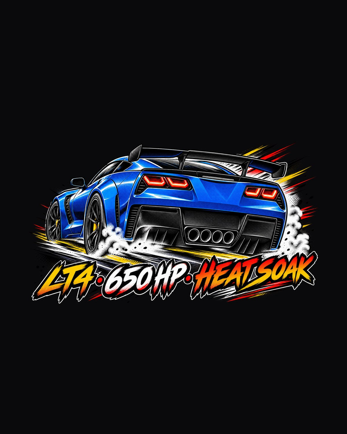 Corvette C7 Z06 Retro Manga Panel Shirt, LT4 650 HP Heat Soak design only