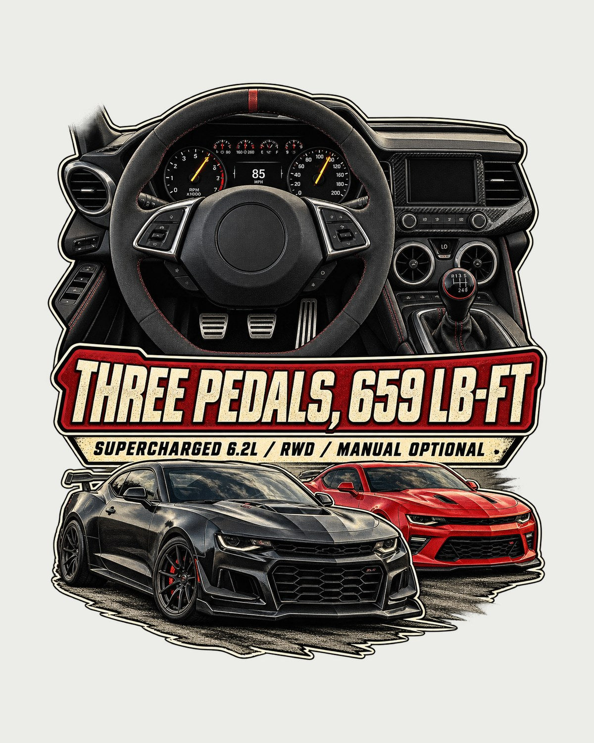 CT5-V Blackwing Gauge Cockpit Shirt, Three Pedals, 659 lb-ft design only