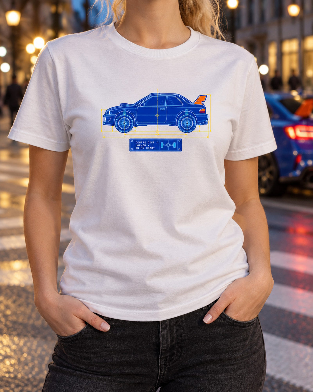 Celica GT-Four ST185 Group A Blueprint Shirt, Rally Car Gift T-Shirt White worn hero