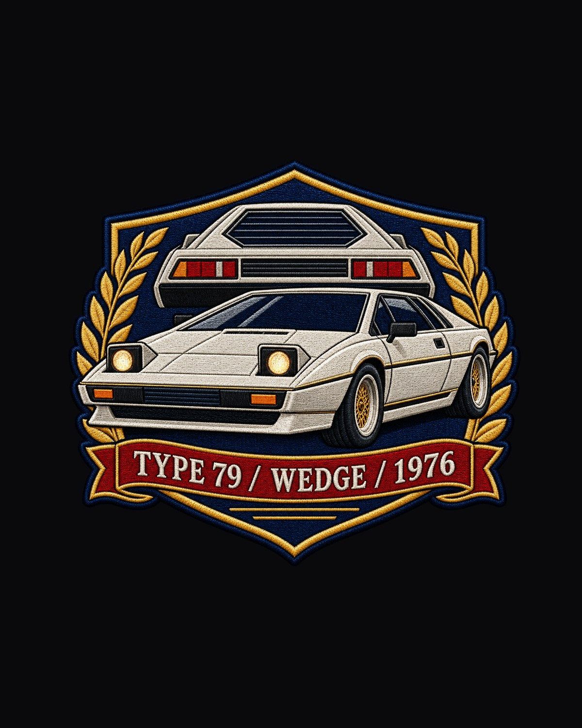 Lotus Esprit Type 79 Wedge Crest Shirt, 1976 Varsity Tee design only