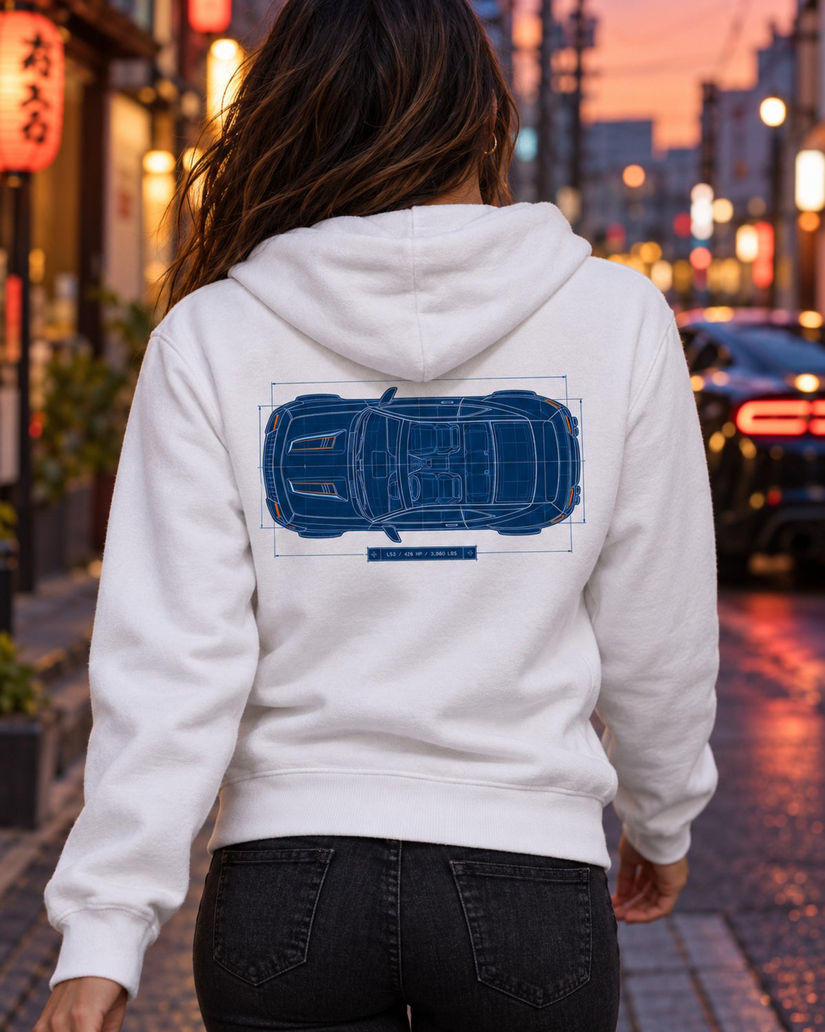 2010 Camaro SS Zeta Blueprint Top View Shirt, LS3 Car Tee Zip Hoodie White worn hero