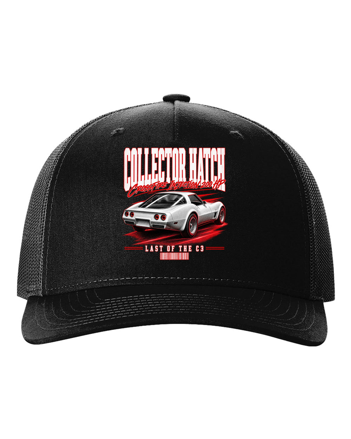 Chevrolet Corvette C3 1982 Collector Edition glass ch street poster print black hat front view with the design