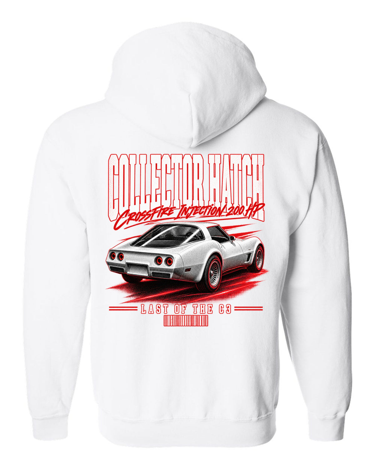 Chevrolet Corvette C3 1982 Collector Edition glass ch street poster print white zip hoodie back view with the design