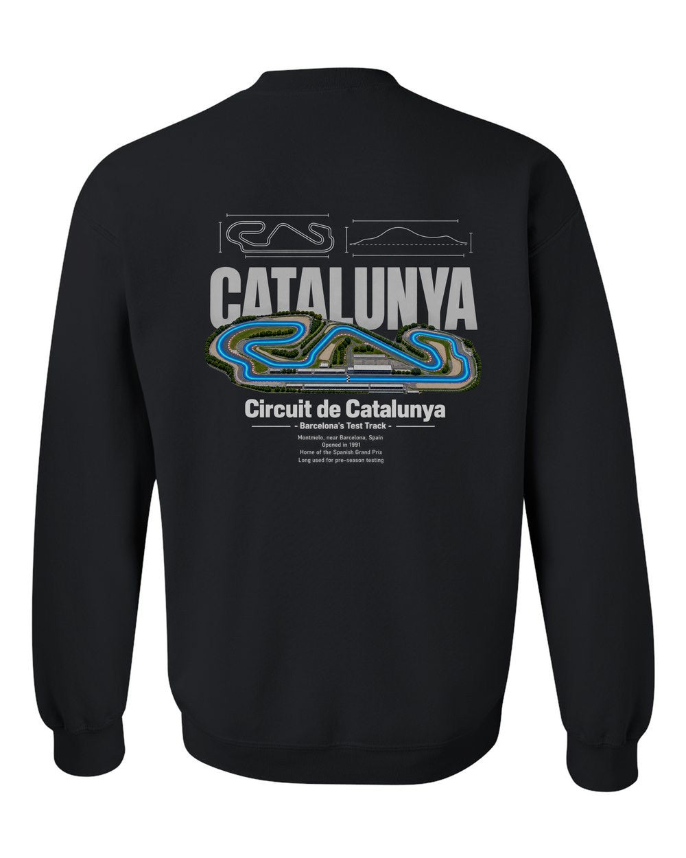 Circuit de Catalunya black crewneck back view with the design
