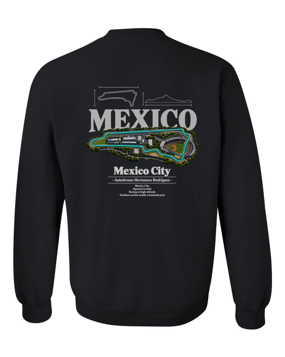 Mexico City black crewneck back view with the design