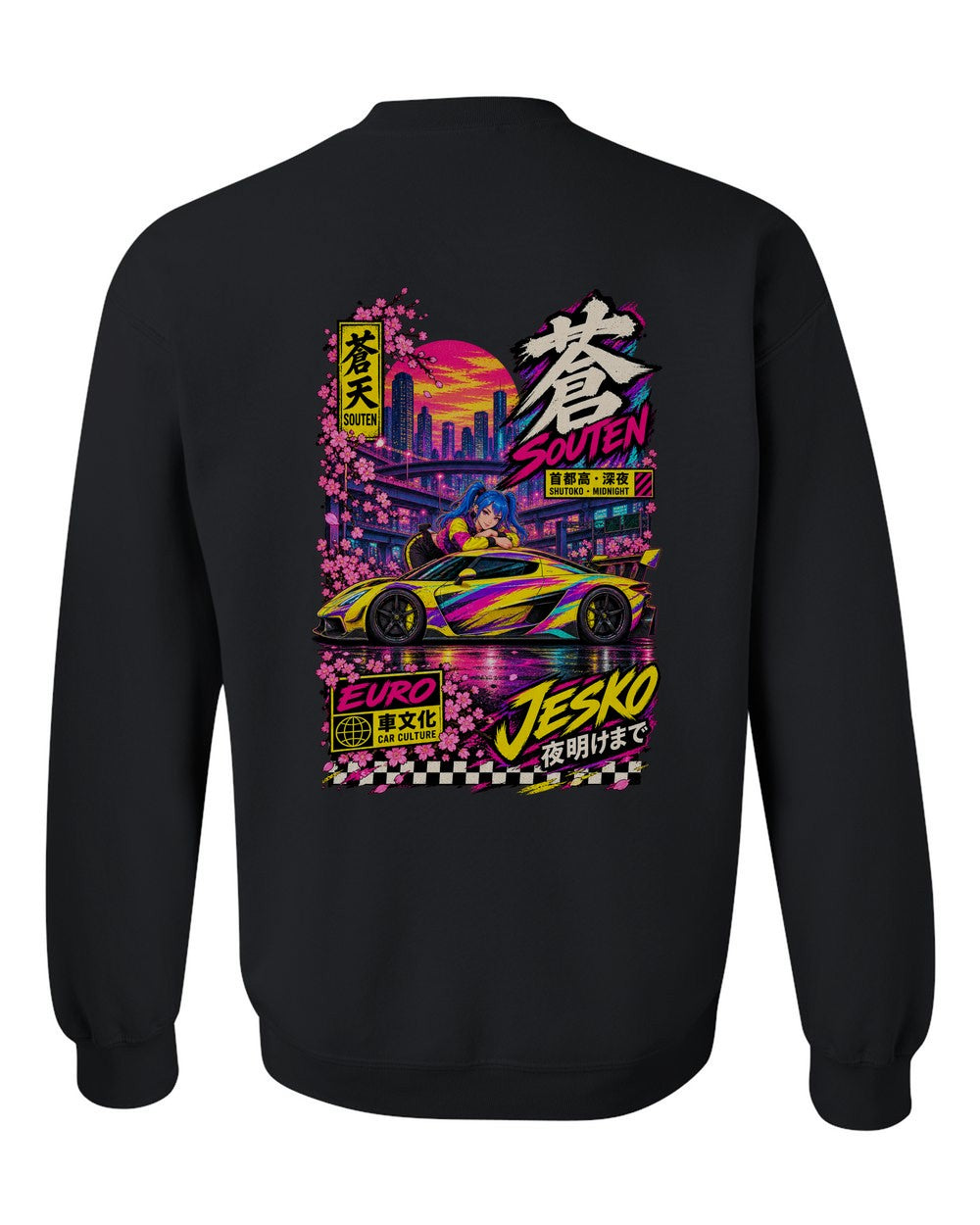 SOUTEN JESKO full-back artwork black crewneck back view with the design