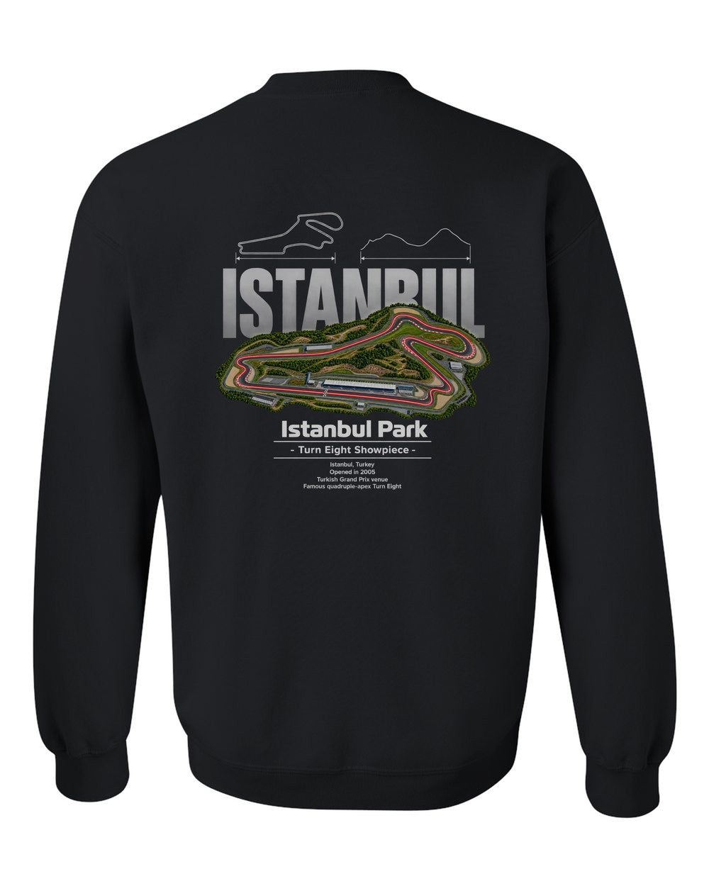 Istanbul Park black crewneck back view with the design