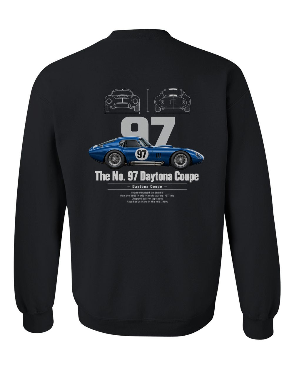 No. 97 Daytona Coupe black crewneck back view with the design