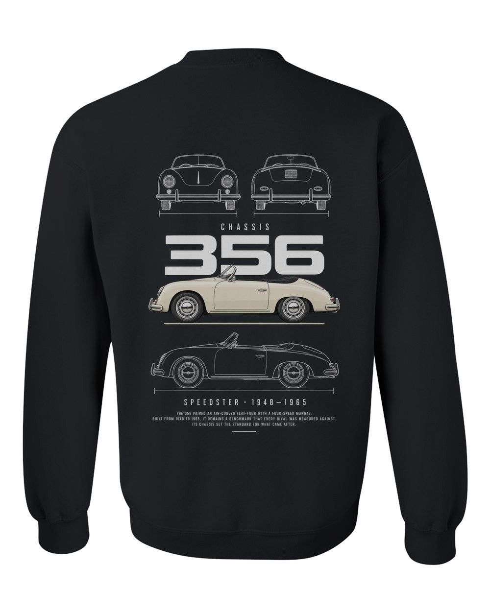 356 full-back artwork black crewneck back view with the design