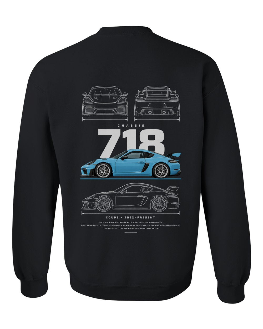 718 full-back artwork black crewneck back view with the design