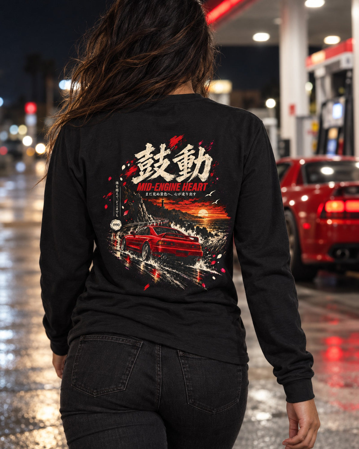 Toyota MR2 SW20 Mid-Engine Heart Shirt, Hoodie & More Long Sleeve Black worn hero
