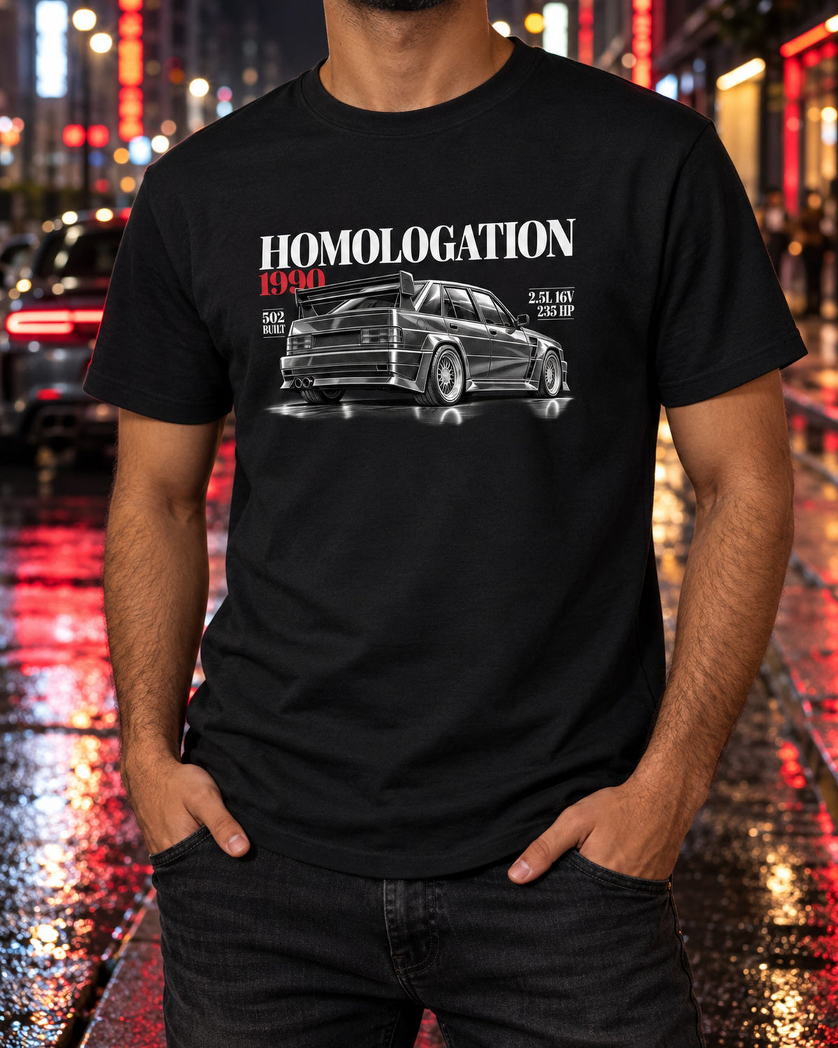 Mercedes 190E 2.5-16 Evolution II W201 Editorial Archive Shirt T-Shirt Black worn hero
