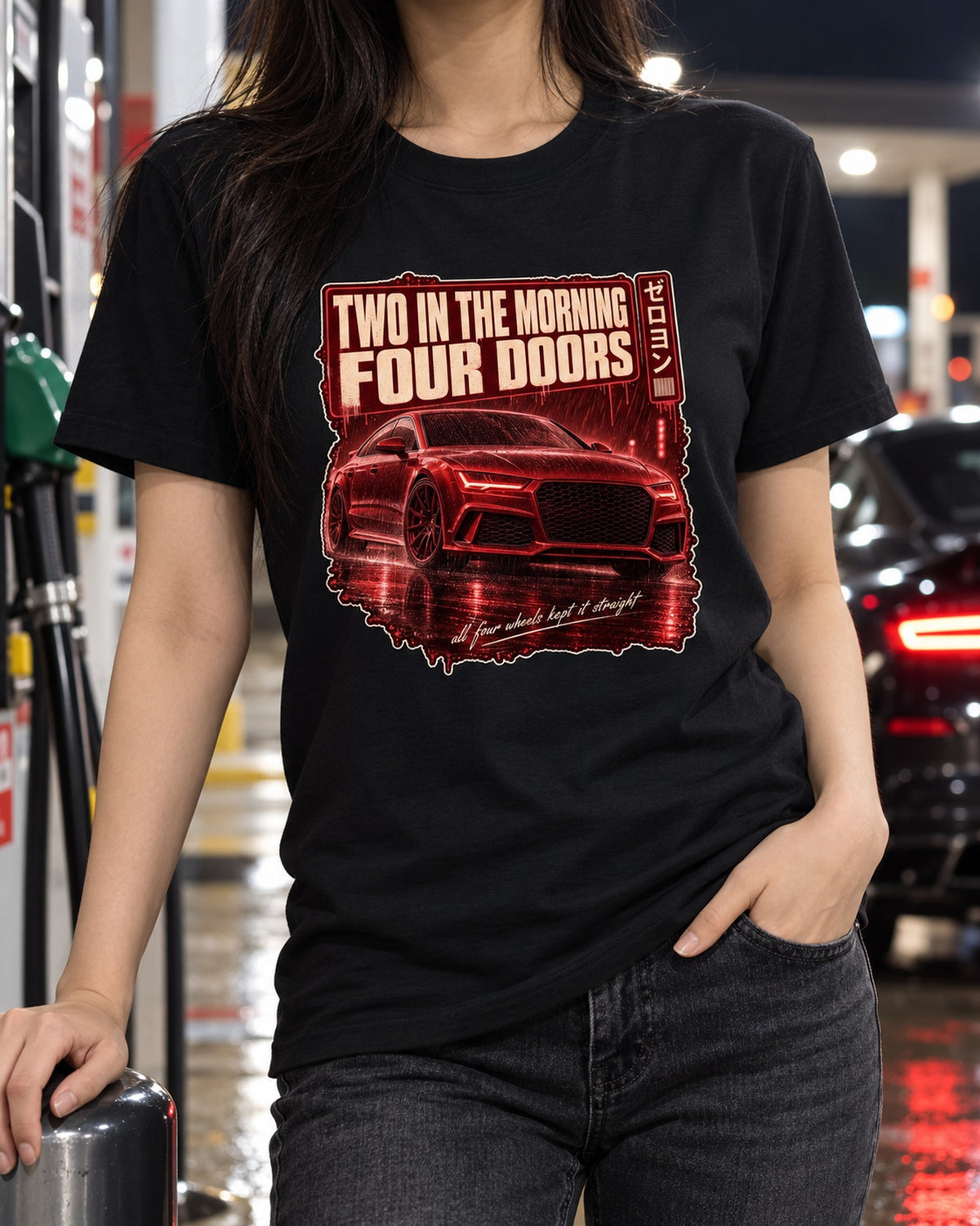 Audi RS7 C7 Night Street print Shirt for Car Guys T-Shirt Black worn hero