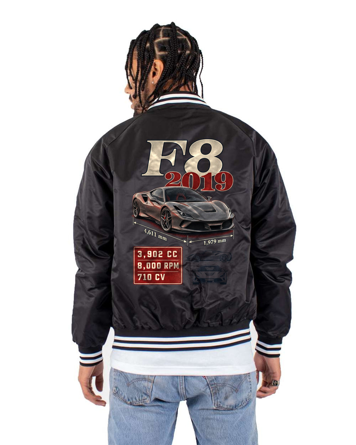 Ferrari F8 Tributo Archive Panel Tee, 3,902 cc 710 CV Bomber Jacket Black back
