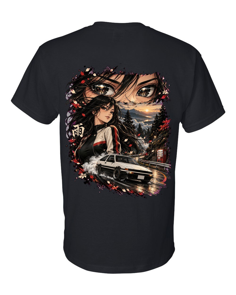 Toyota AE86 Anime Girl T-Shirt Black back