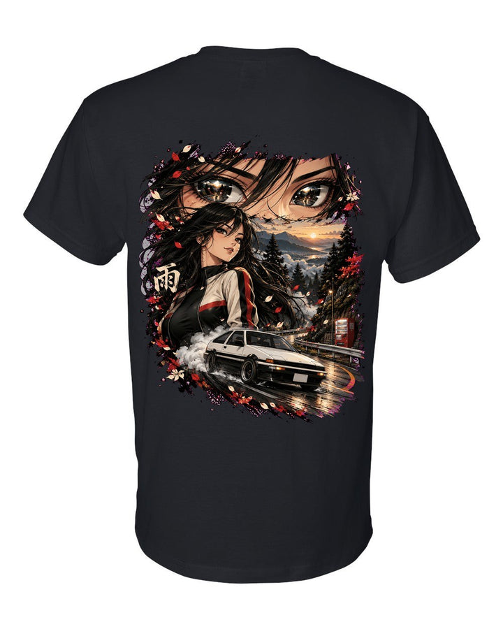 Toyota AE86 Anime Girl T-Shirt Black back