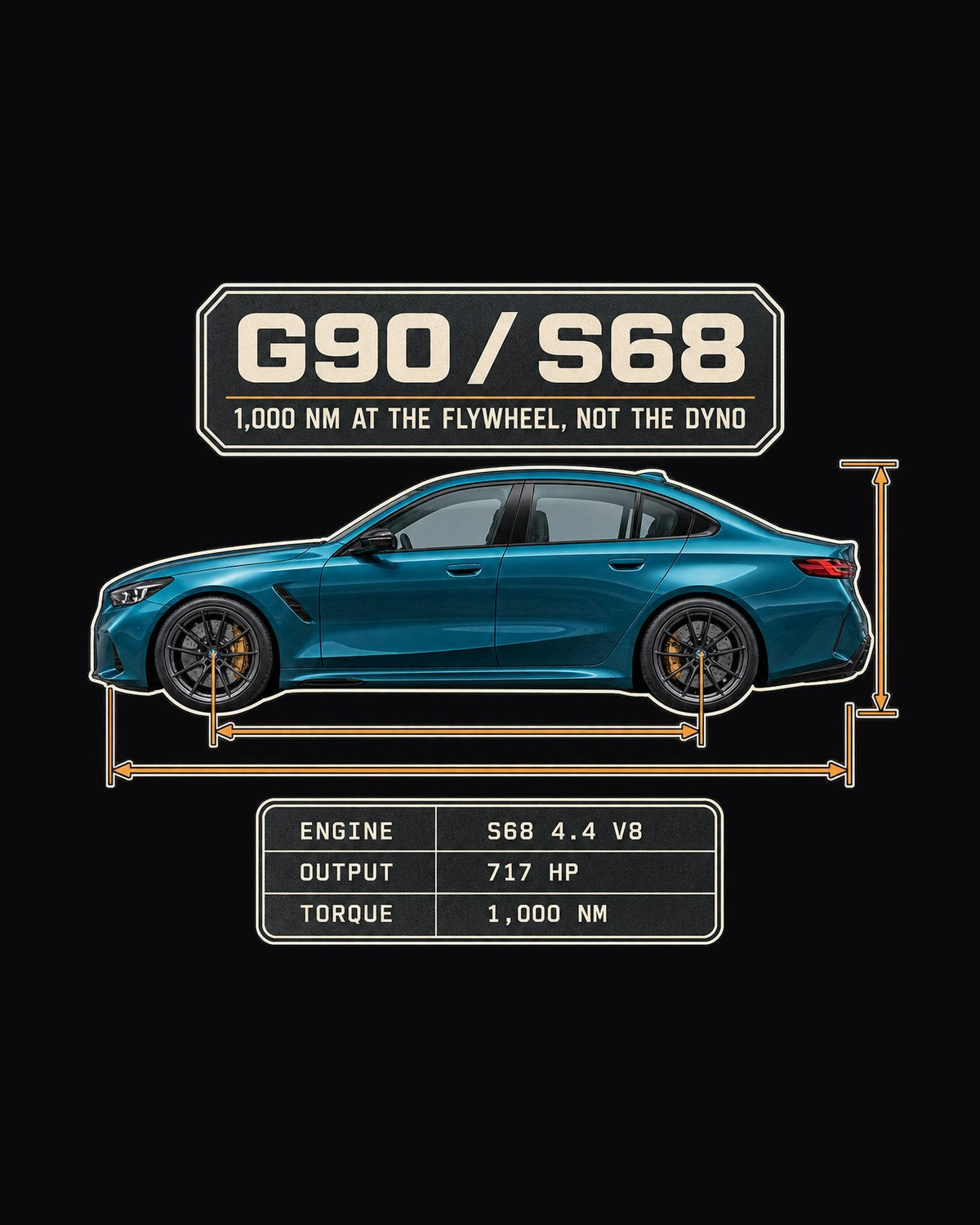 BMW G90 M5 S68 Blueprint Profile Shirt, Car Guy Tee design only