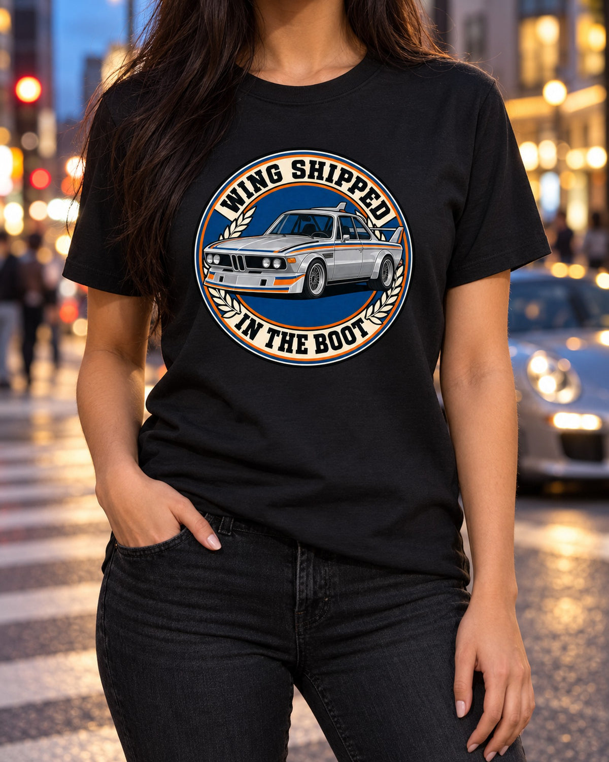BMW 3.0 CSL E9 Boot Wing Varsity Crest Shirt, Classic BMW Gift T-Shirt Black worn hero