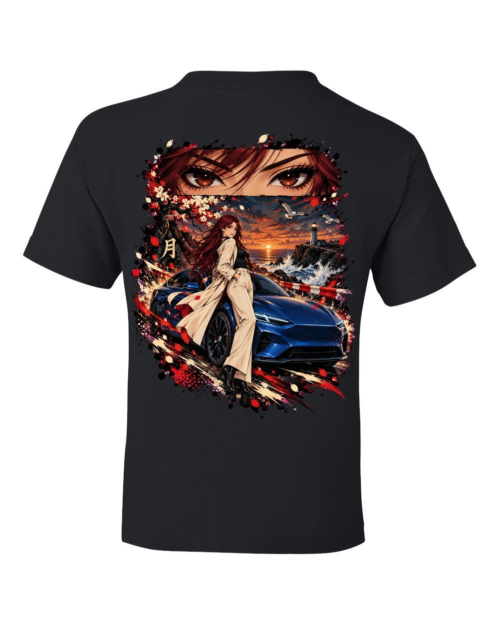 Lucid Air Sapphire Anime Girl Kids Tee Black back