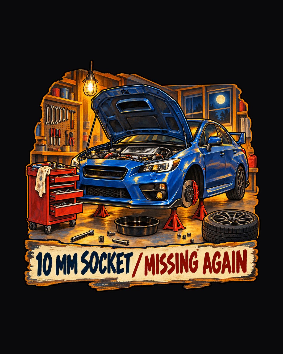 Subaru WRX STI VAB Sunday Service Workshop Illustration Tee design only