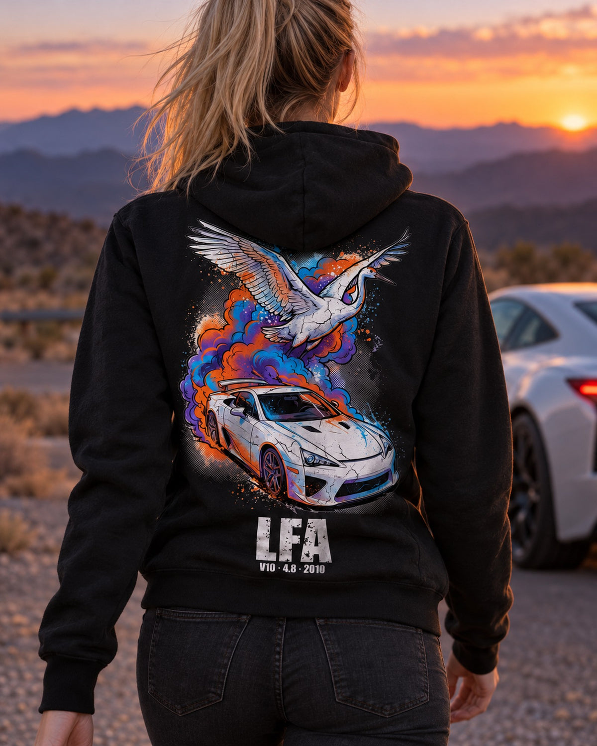 Lexus LFA Crane Pull Over Hoodie & Zip Hoodie Zip Hoodie Black worn hero