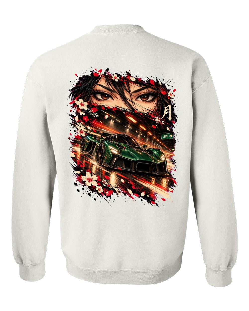Aston Martin Valkyrie Anime Girl Crewneck White back
