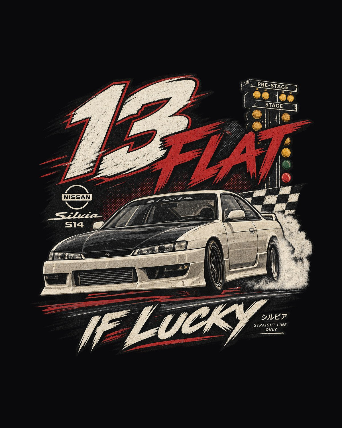 Nissan Silvia S14 Drag Vintage Race Poster print Tee design only