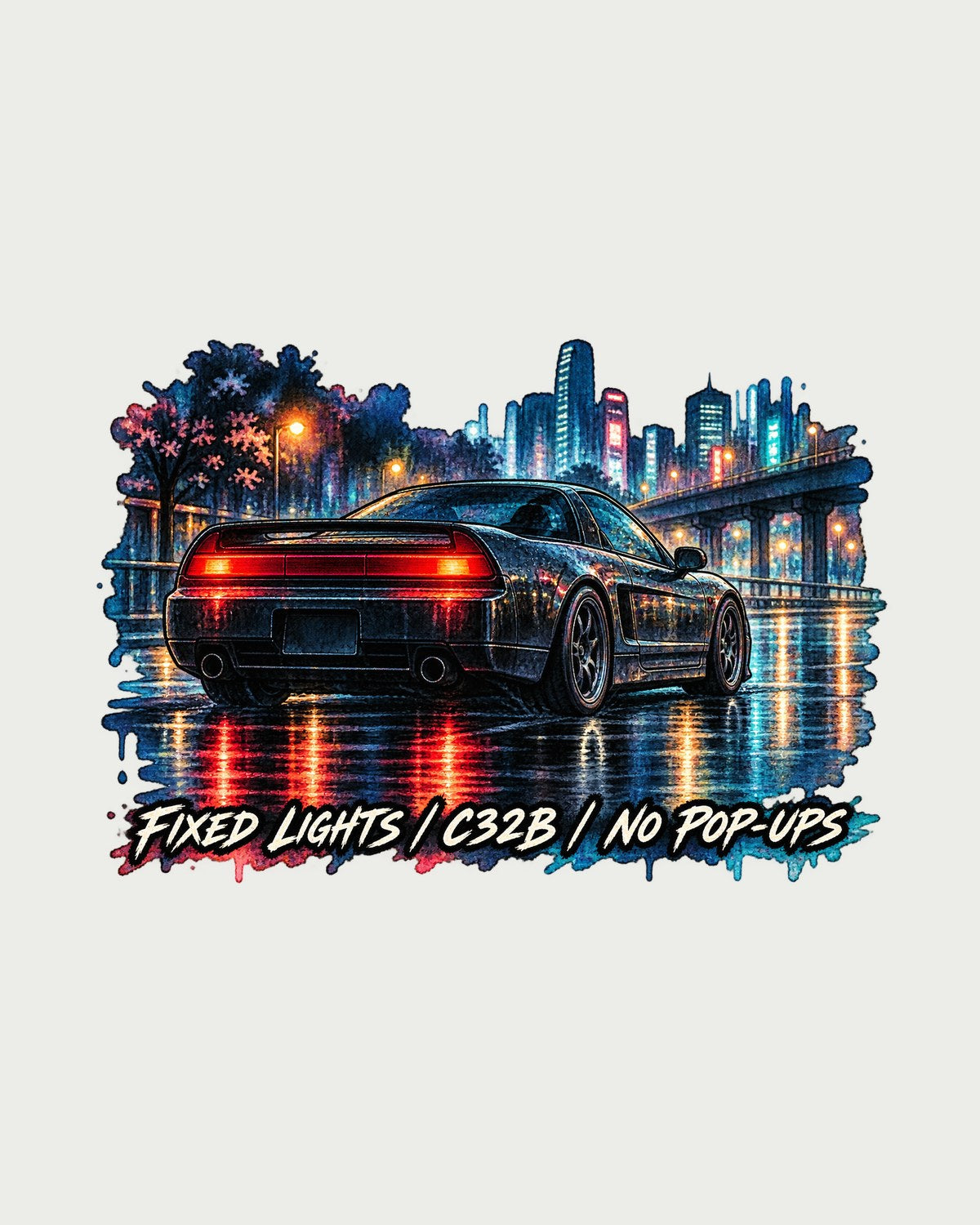 Honda NSX NA2 Fixed Headlights Watercolour Night Shirt design only