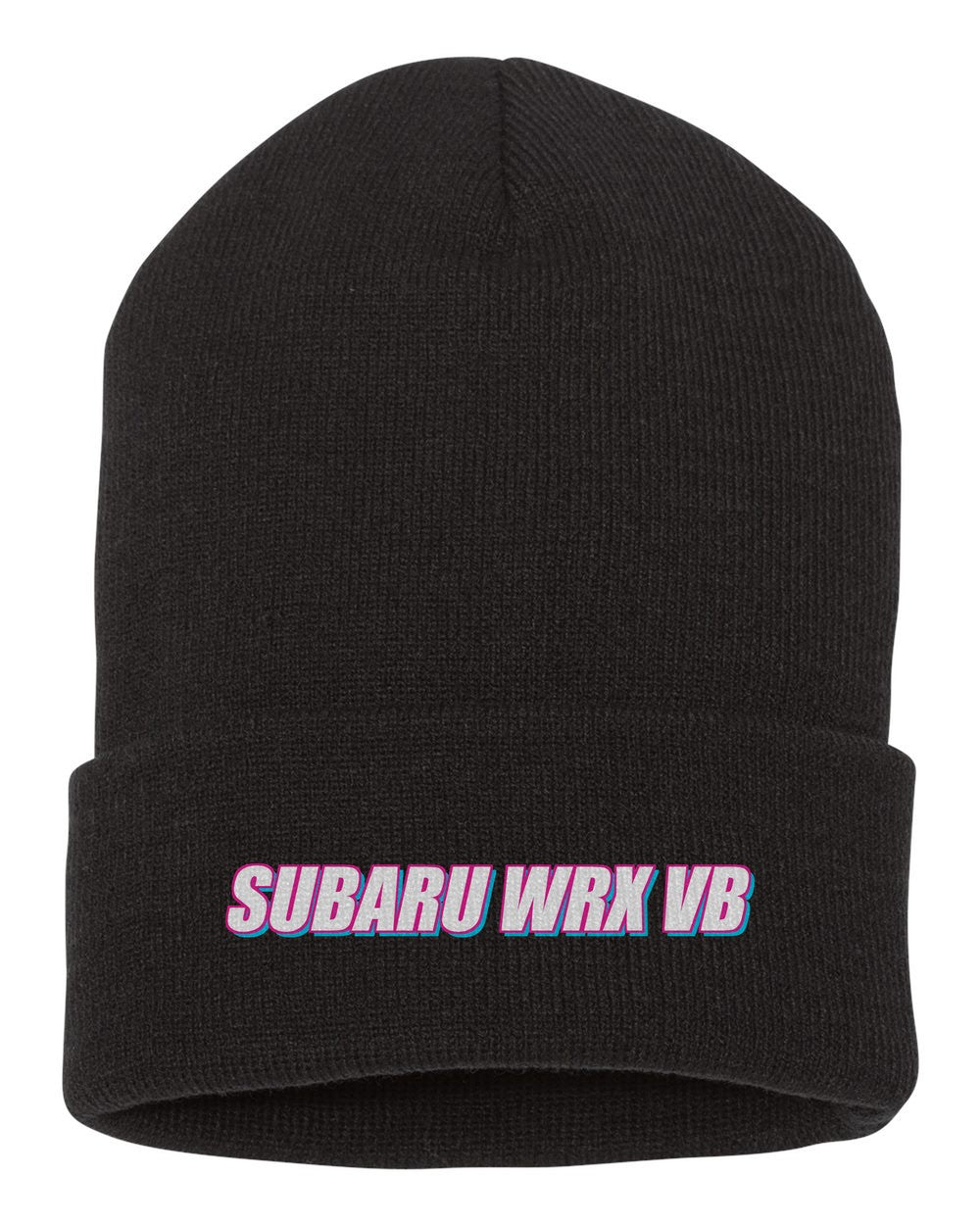 Subaru Wrx Vb black beanie front view with car name