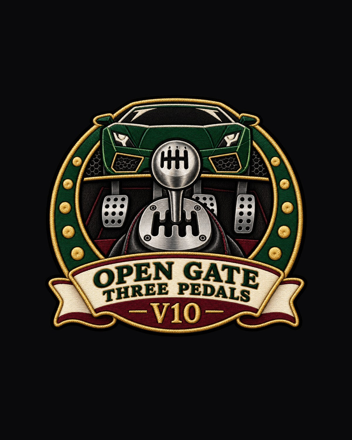 Gallardo Gated Six-Speed Crest Tee, Open Gate Manual Shirt design only