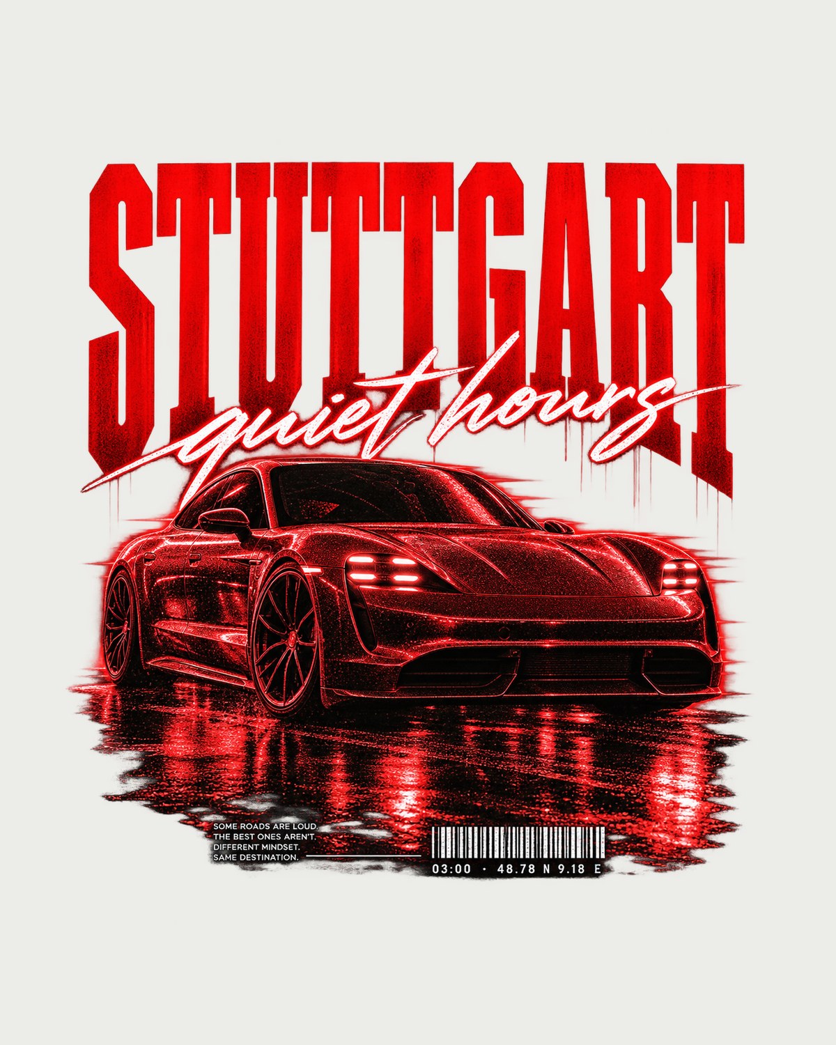 Porsche Taycan Turbo S 9J1 Stuttgart Street Poster Shirt design only