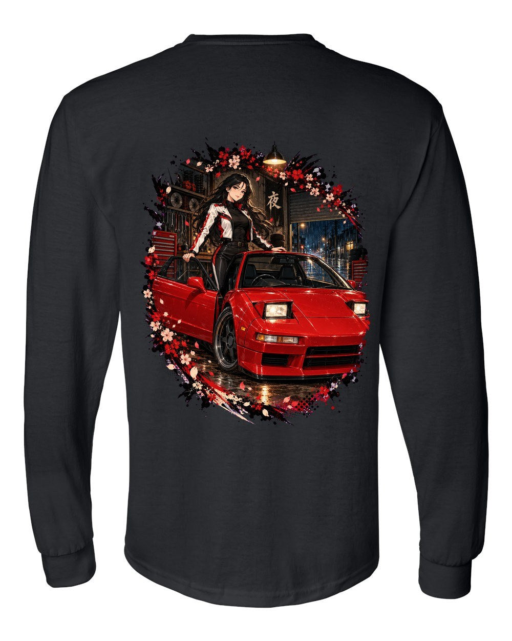 Honda NSX NA1 Anime Girl Long Sleeve Black back