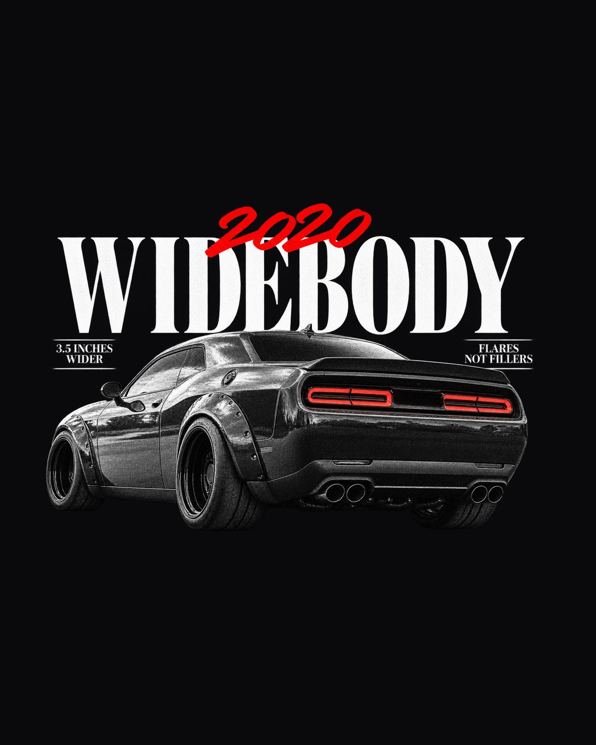 2020 Challenger Scat Pack Widebody 3.5 Inches Wider Editorial Tee design only