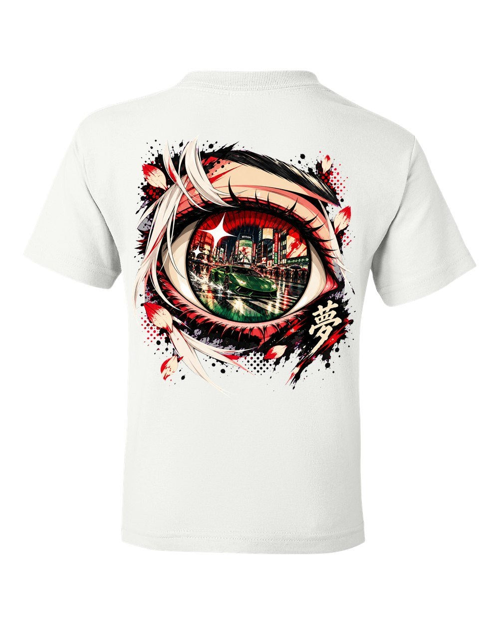 Lamborghini Huracán Anime Girl Kids Tee White back