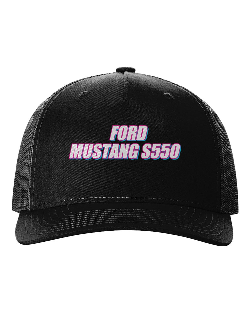 black hat front view with car name