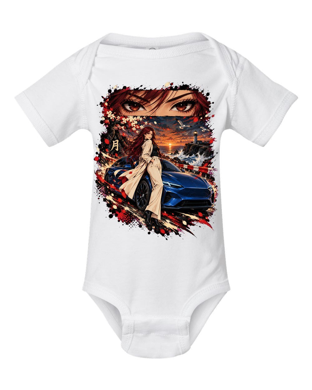 Lucid Air Sapphire Anime Girl Baby Onesie White front