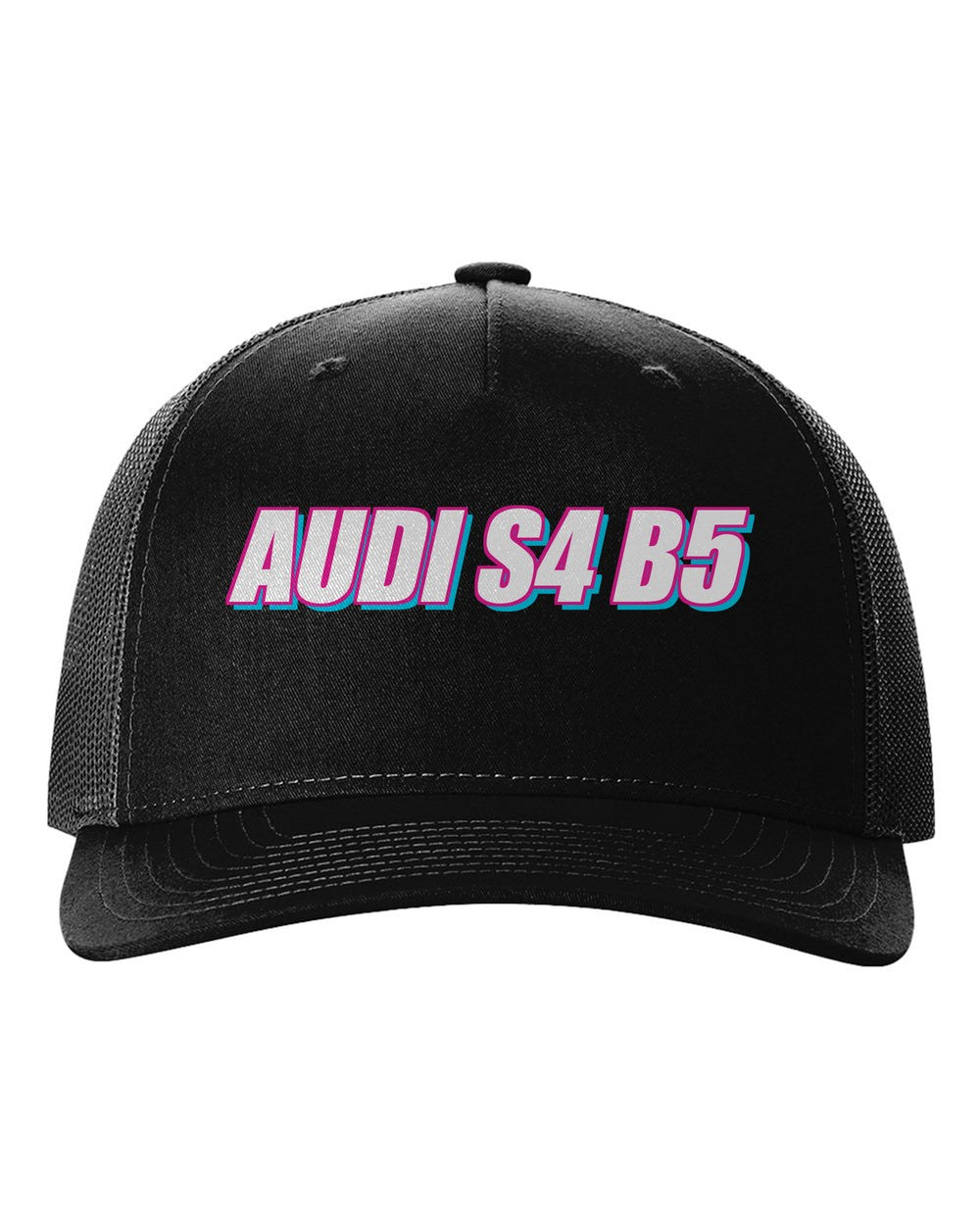 black hat front view with car name