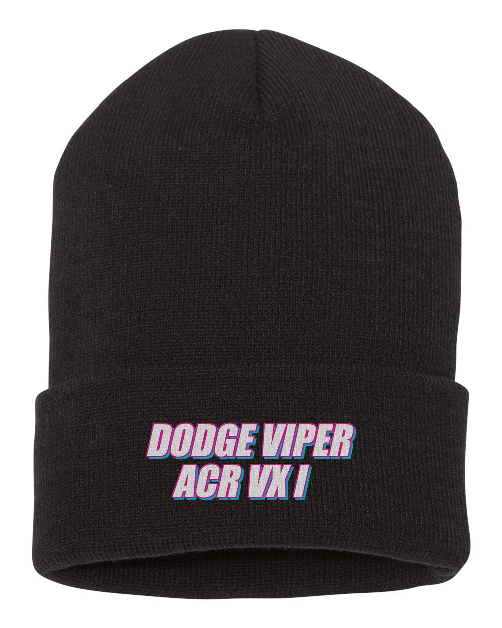 Dodge Viper Acr Vx I black beanie front view with car name