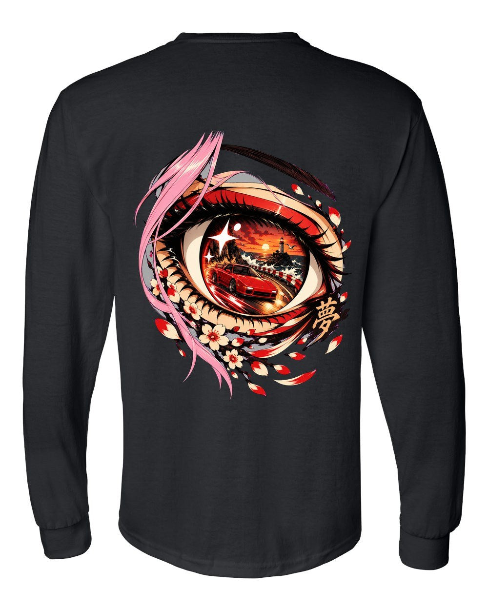Toyota MR2 SW20 Anime Girl Long Sleeve Black back