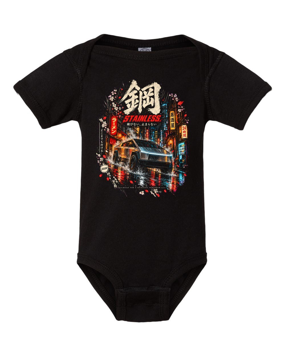 Tesla Cybertruck Baby Onesie Black front