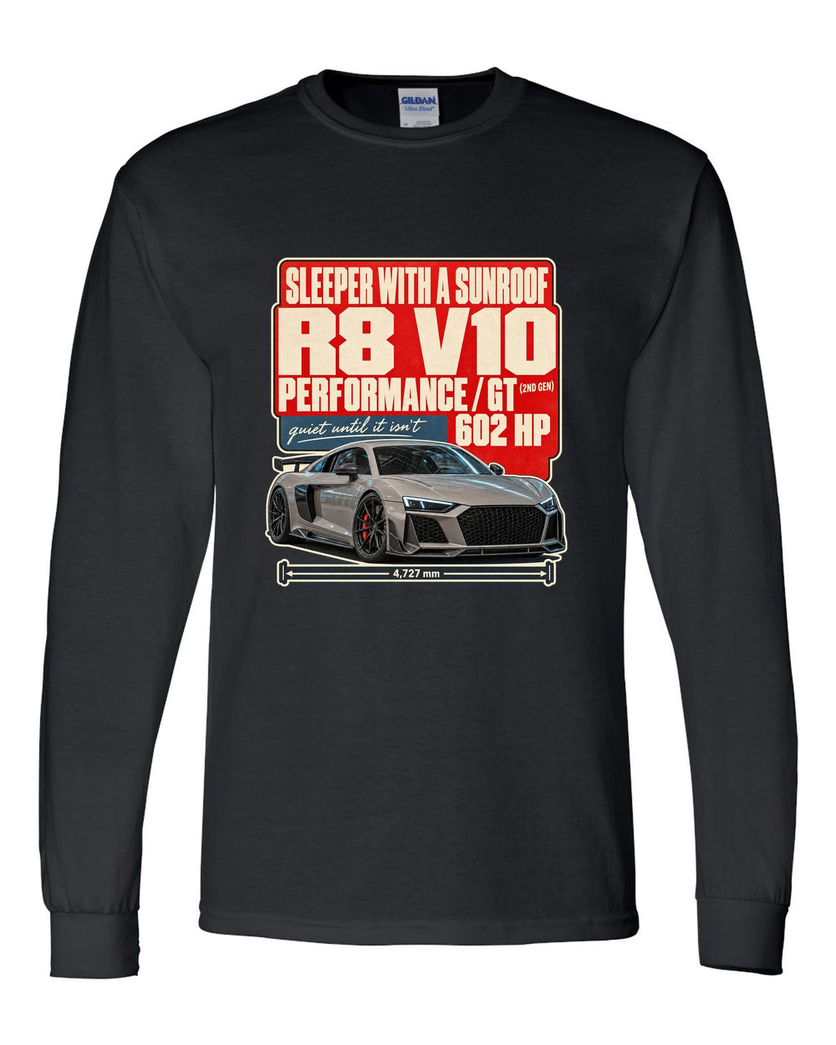 Audi RS7 Sportback C8 street poster print design black long sleeve front view with the design