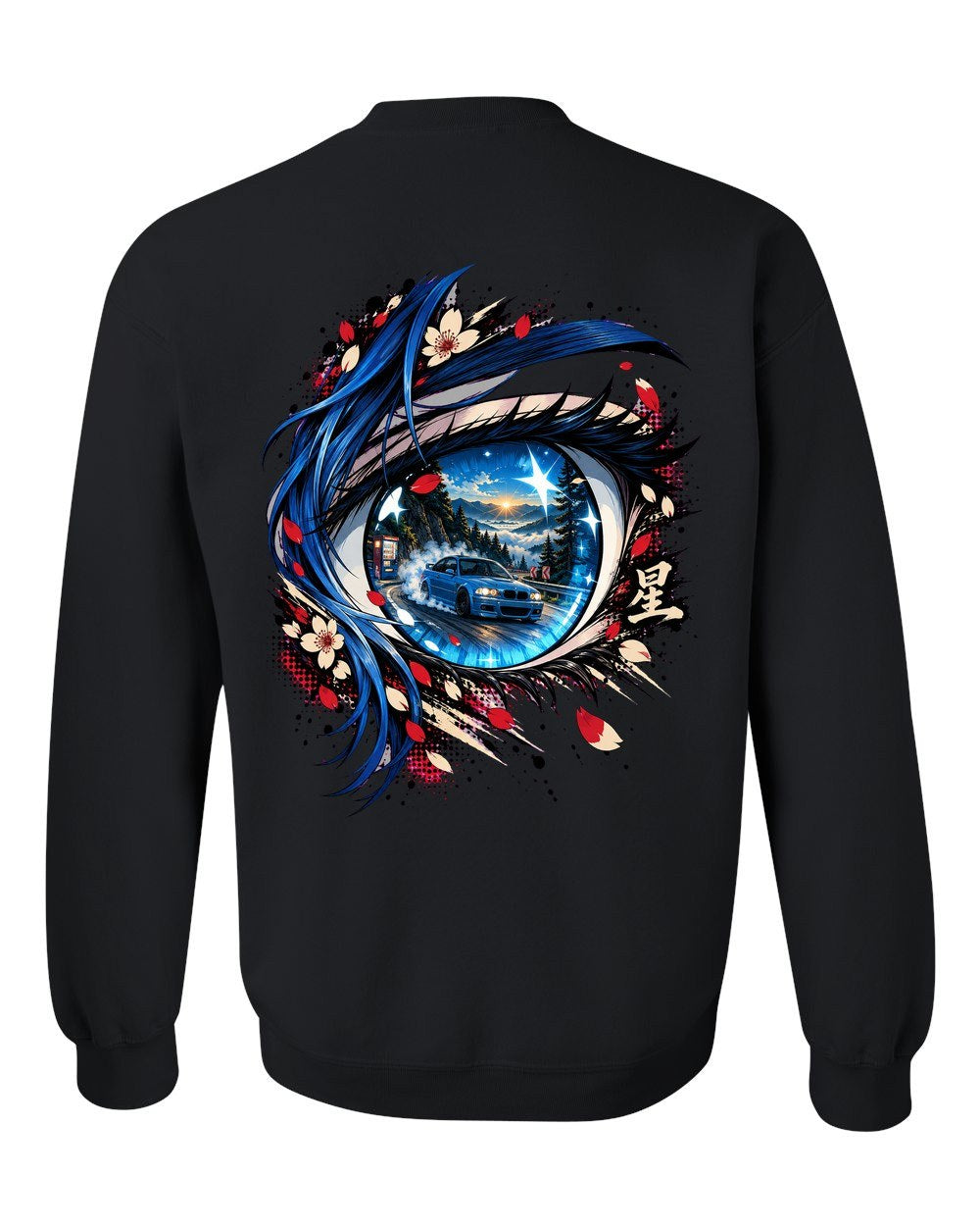 BMW M3 E46 Anime Girl Crewneck Black back