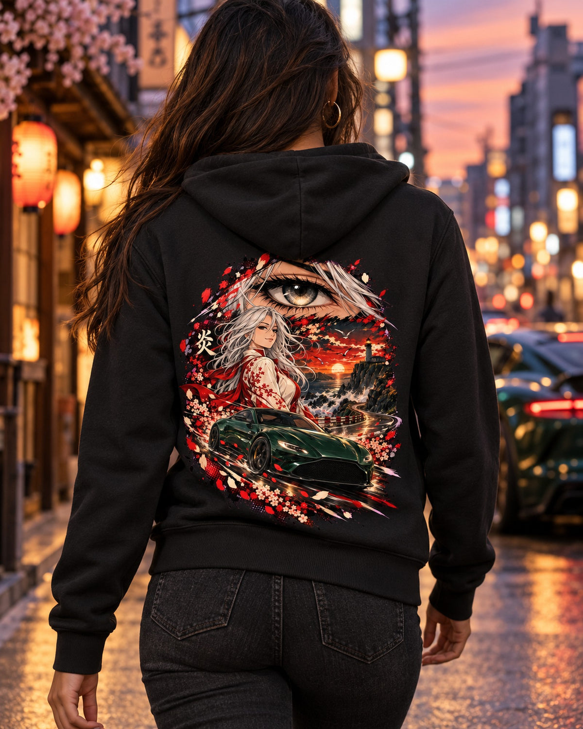Aston Martin Vantage Anime Girl Shirt, Hoodie & More Zip Hoodie Black worn hero