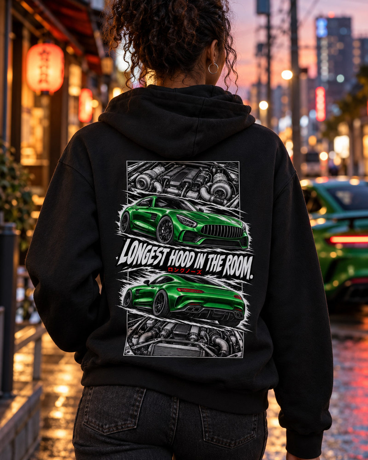 Mercedes-AMG Gt Torn Poster Full-Back Graphic Tee Pull Over Hoodie Black worn hero